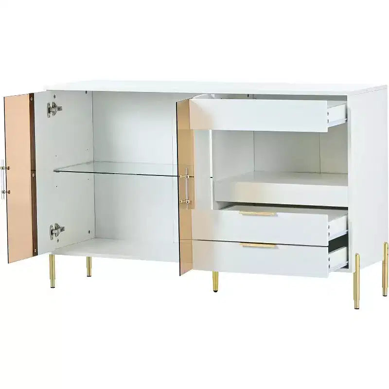 Modern Storage Cabinet with Acrylic Doors, Adjustable Shelves for Kitchen, Dining Room, Living Room, Corridor, Home Office, Spacious Organizer