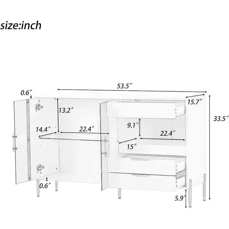 Modern Storage Cabinet with Acrylic Doors, Adjustable Shelves for Kitchen, Dining Room, Living Room, Corridor, Home Office, Spacious Organizer