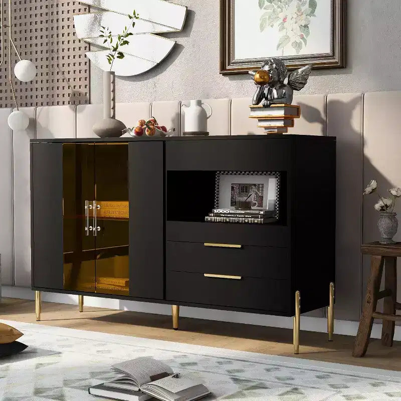 Modern Storage Cabinet with Acrylic Doors, Adjustable Shelves for Kitchen, Dining Room, Living Room, Corridor, Home Office, Spacious Organizer