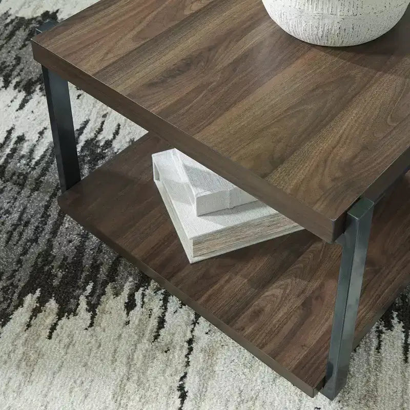 Signature Design by Ashley Trindwick 3-Piece Coffee Table Set with End Tables - Brown/Gun Metal Finish