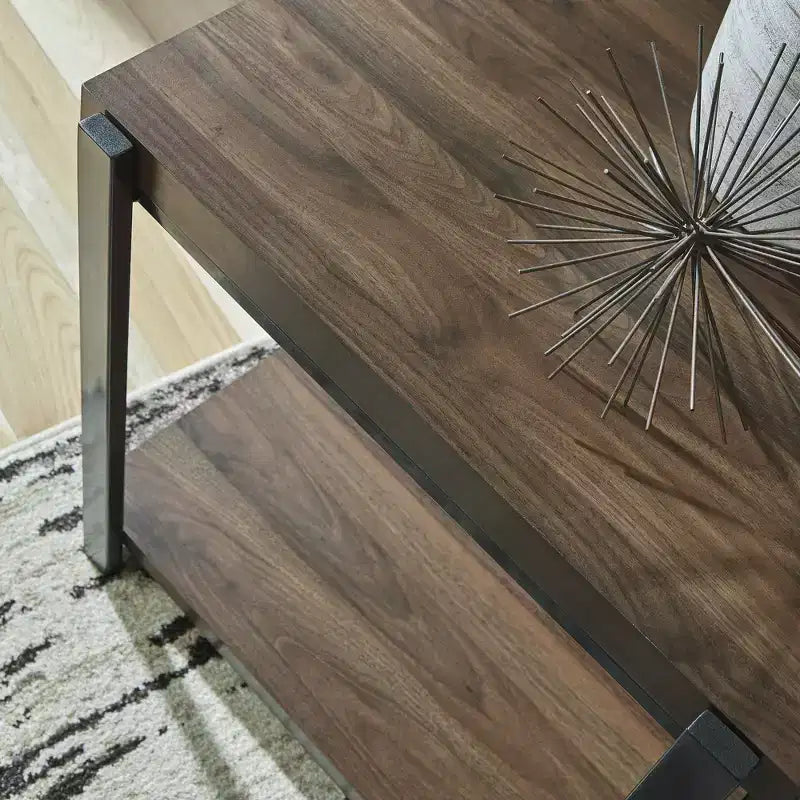 Signature Design by Ashley Trindwick 3-Piece Coffee Table Set with End Tables - Brown/Gun Metal Finish