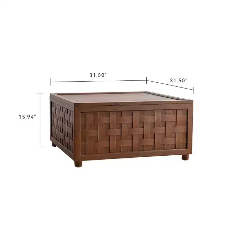 CLIHOME Farmhouse Coffee Table with Storage, Large Square Coffee Table for Living Room, Brown
