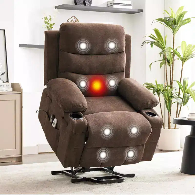 GustoWave Oversized Power Lift Recliner with Massage & Heat for Elderly, Big & Tall Reclining Chair, Single Lazy Boy Recliner Sofa