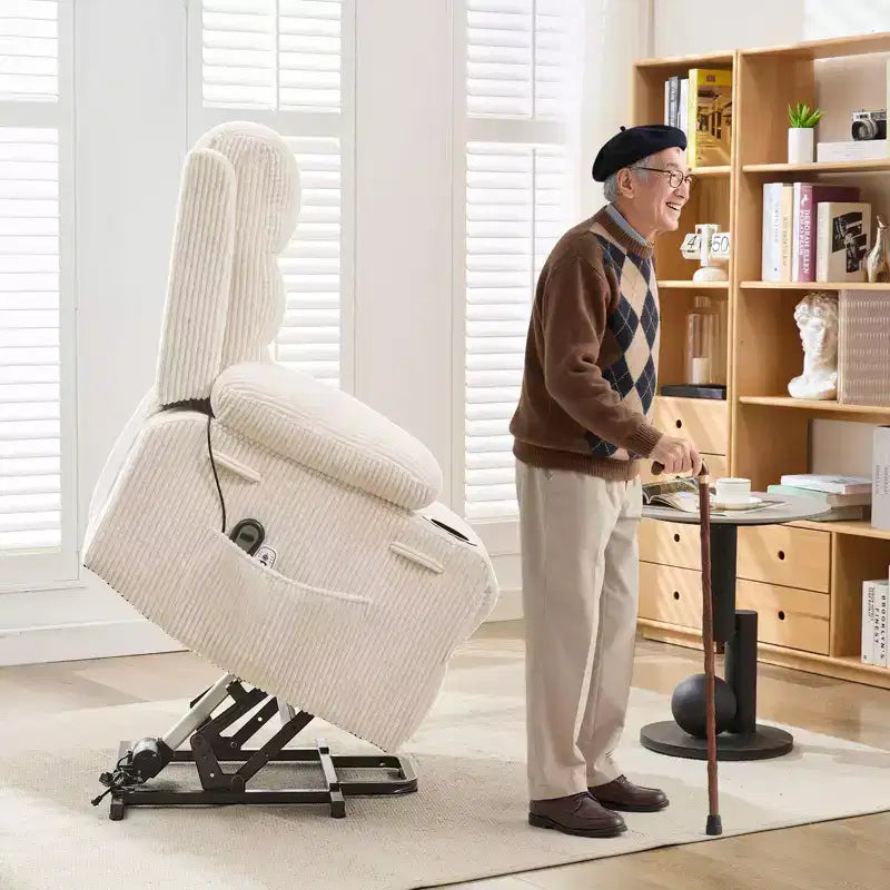 GustoWave Oversized Power Lift Recliner with Massage & Heat for Elderly, Big & Tall Reclining Chair, Single Lazy Boy Recliner Sofa