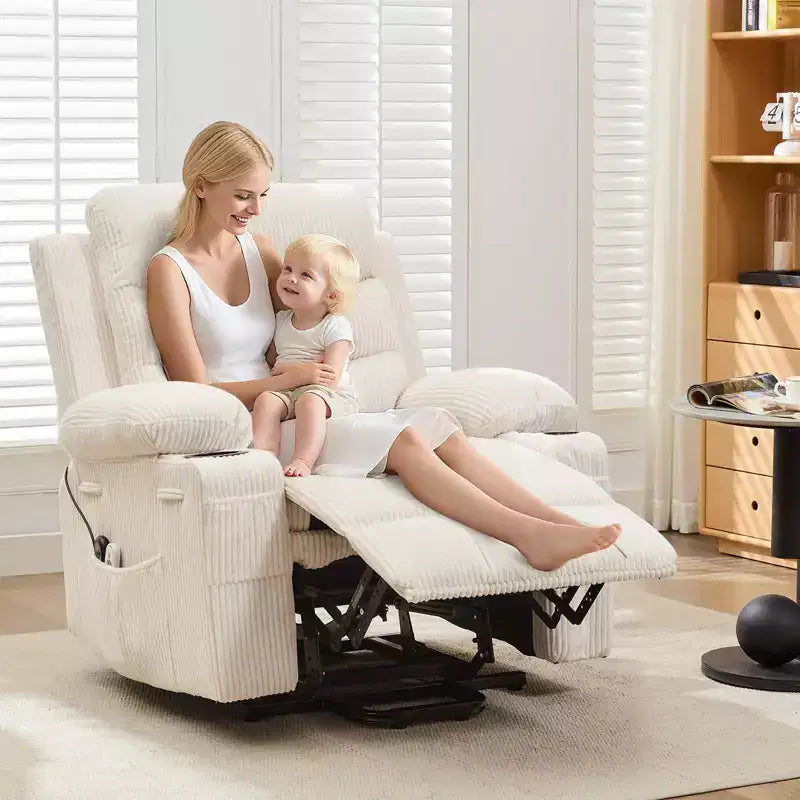 GustoWave Oversized Power Lift Recliner with Massage & Heat for Elderly, Big & Tall Reclining Chair, Single Lazy Boy Recliner Sofa