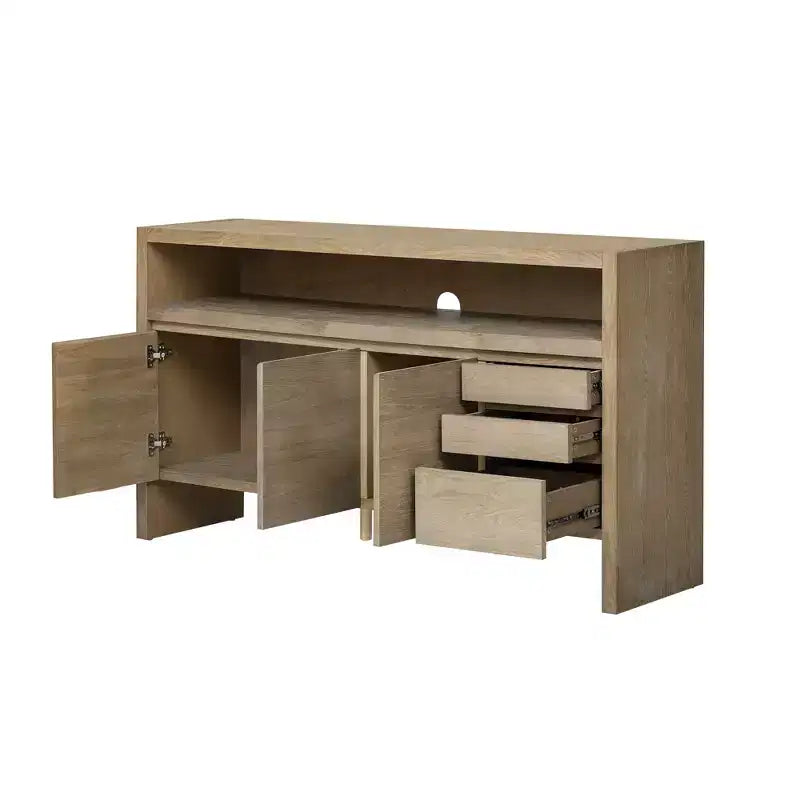 Luxystar Modern 60 Sideboard Buffet Cabinet with Storage Open Shelf and Drawers, Natural