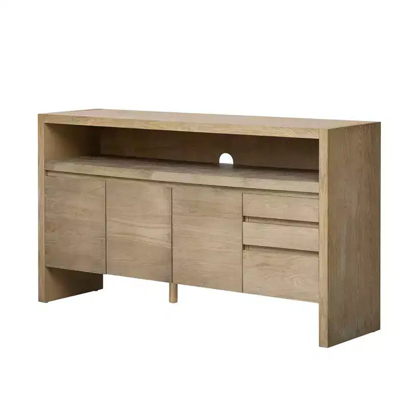 Luxystar Modern 60 Sideboard Buffet Cabinet with Storage Open Shelf and Drawers, Natural