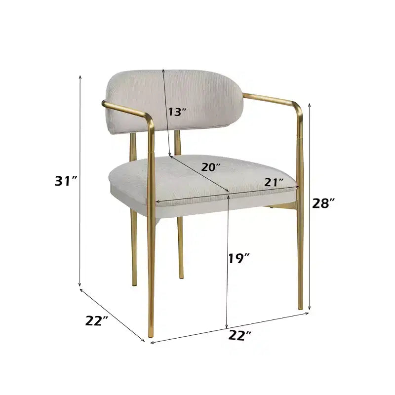 GDFStudio Felix Modern Chenill Upholstered Arm Chair with Gold Metal Frame(Set of 2)