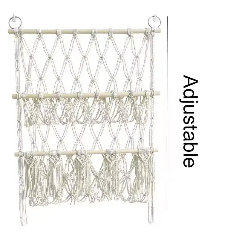 TROPOW Organizer per giocattoli di peluche, in rete boho macram, per bambini, sala giochi, camera da letto