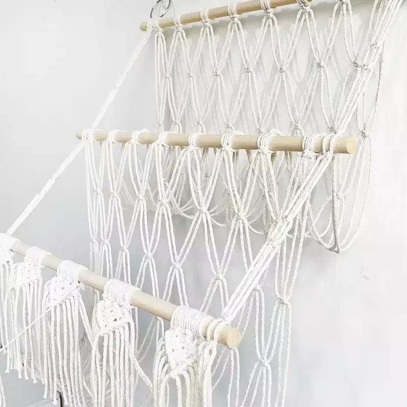 TROPOW Organizer per giocattoli di peluche, in rete boho macram, per bambini, sala giochi, camera da letto