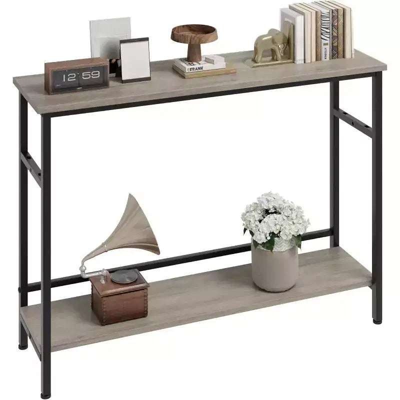 39 Console Table, 2-Tiered Narrow Sofa Table, Sofa Back Table with Adjustable Shelf, Living Room Hallway Entrance Console Table
