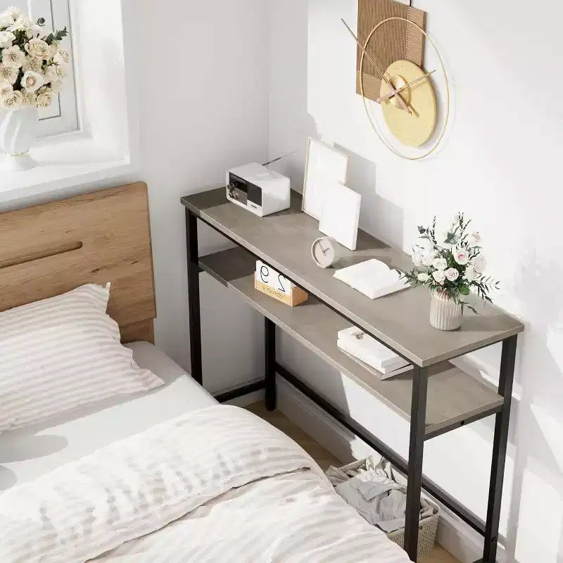 39 Console Table, 2-Tiered Narrow Sofa Table, Sofa Back Table with Adjustable Shelf, Living Room Hallway Entrance Console Table