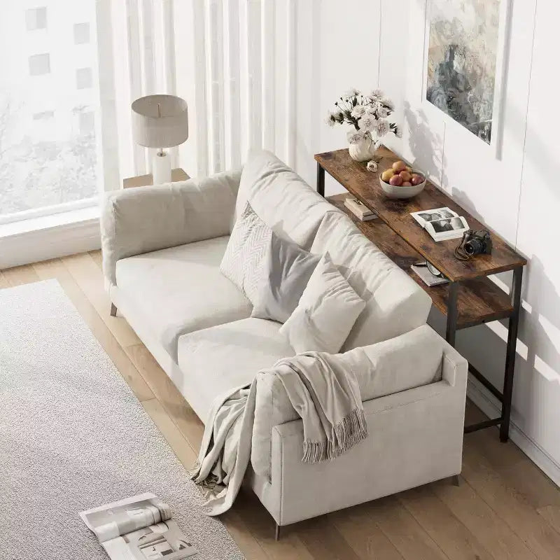 39 Console Table, 2-Tiered Narrow Sofa Table, Sofa Back Table with Adjustable Shelf, Living Room Hallway Entrance Console Table
