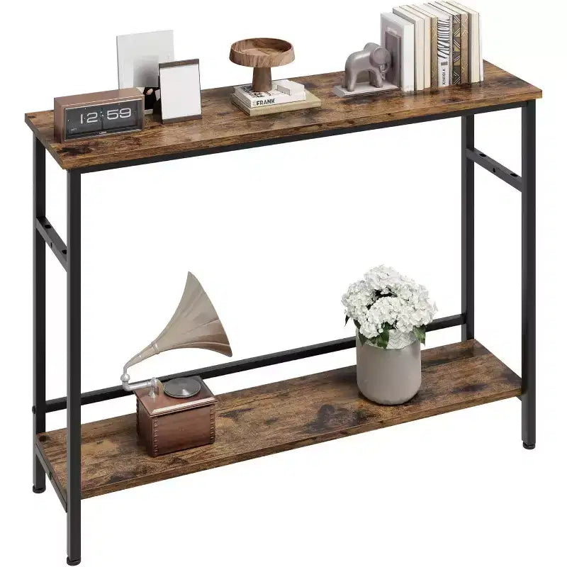 39 Console Table, 2-Tiered Narrow Sofa Table, Sofa Back Table with Adjustable Shelf, Living Room Hallway Entrance Console Table
