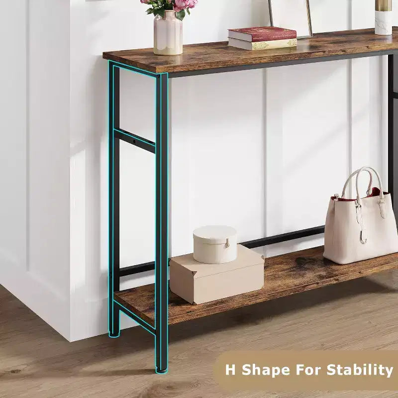 39 Console Table, 2-Tiered Narrow Sofa Table, Sofa Back Table with Adjustable Shelf, Living Room Hallway Entrance Console Table