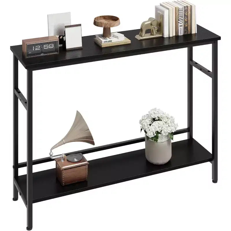 39 Console Table, 2-Tiered Narrow Sofa Table, Sofa Back Table with Adjustable Shelf, Living Room Hallway Entrance Console Table