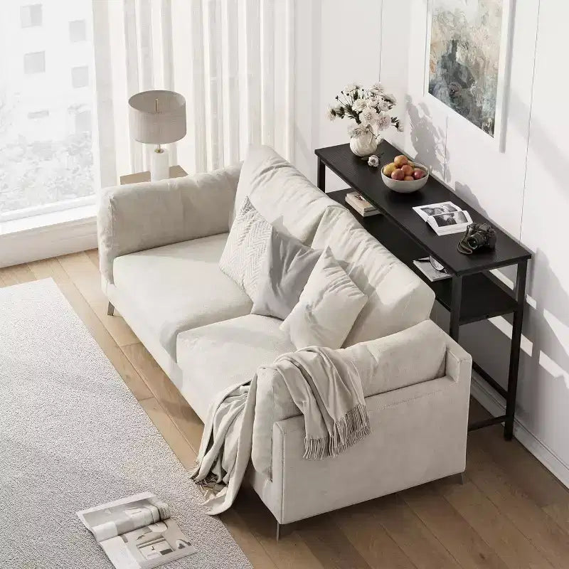 39 Console Table, 2-Tiered Narrow Sofa Table, Sofa Back Table with Adjustable Shelf, Living Room Hallway Entrance Console Table