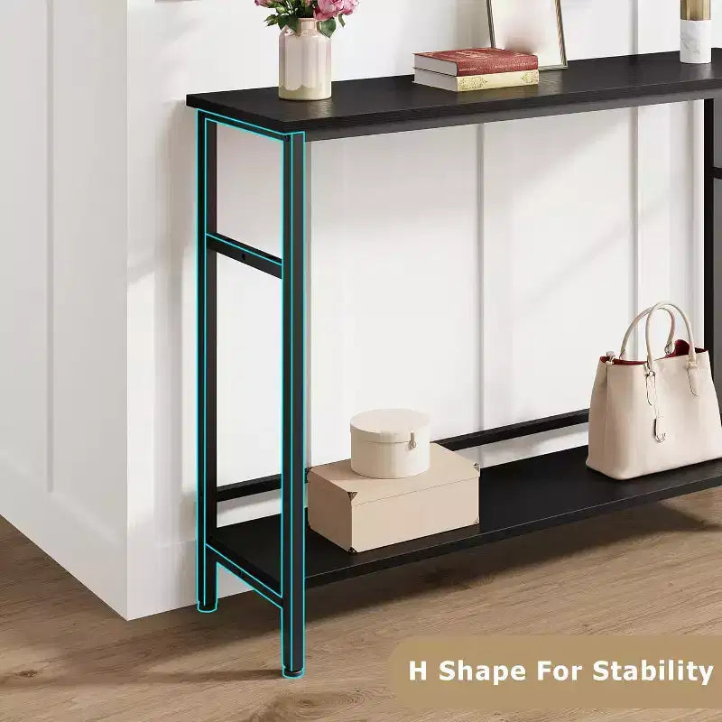 39 Console Table, 2-Tiered Narrow Sofa Table, Sofa Back Table with Adjustable Shelf, Living Room Hallway Entrance Console Table