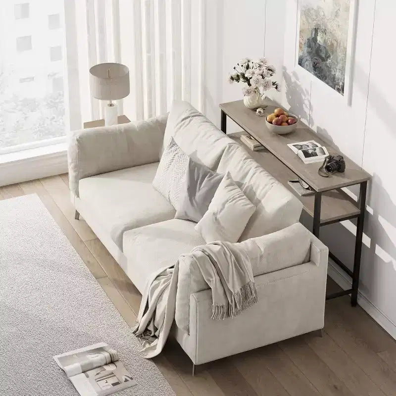 39 Console Table, 2-Tiered Narrow Sofa Table, Sofa Back Table with Adjustable Shelf, Living Room Hallway Entrance Console Table