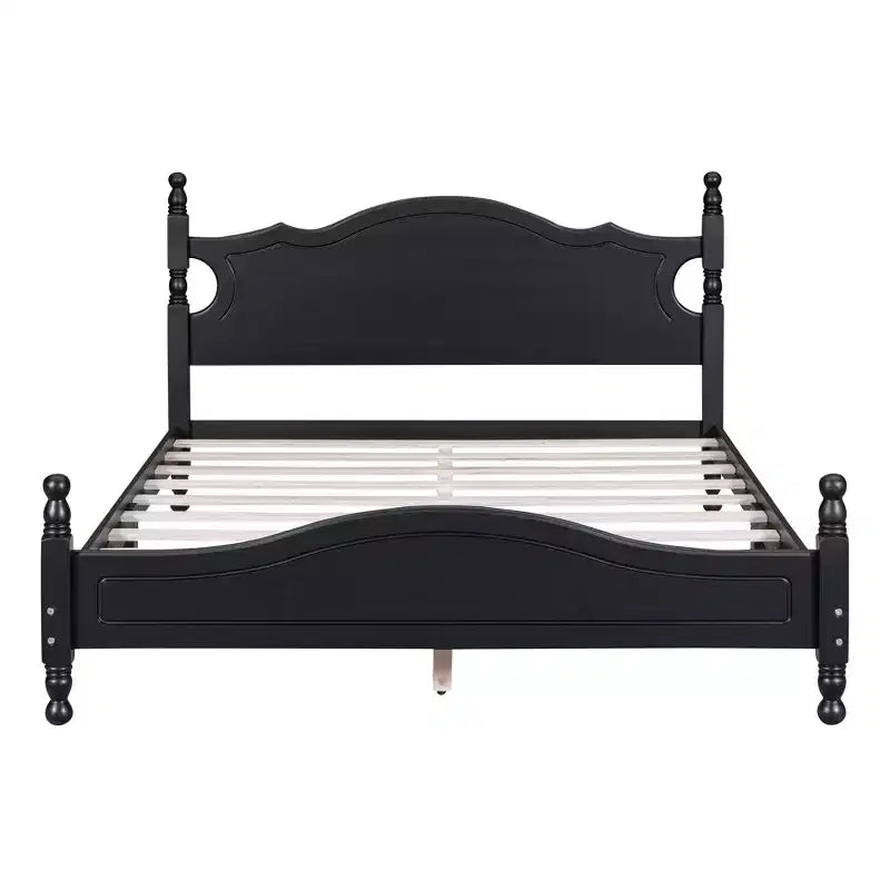 Bellemave Rustic Retro Bed Frame Queen Size, Queen Size Bed Frame with Headboard, Black
