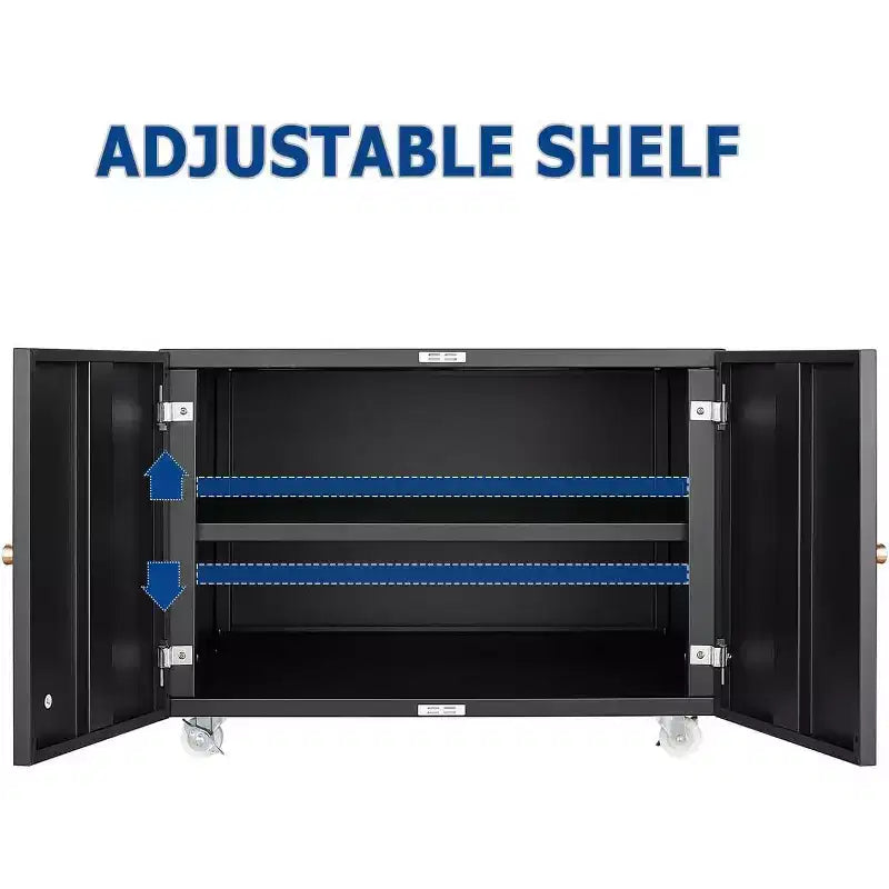 Acekool Mobile Printer Cabinet - 2-Door Storage w/ Adjustable Shelf, Under-Desk Design for Office & Small Spaces, 23.6 Black Organizer