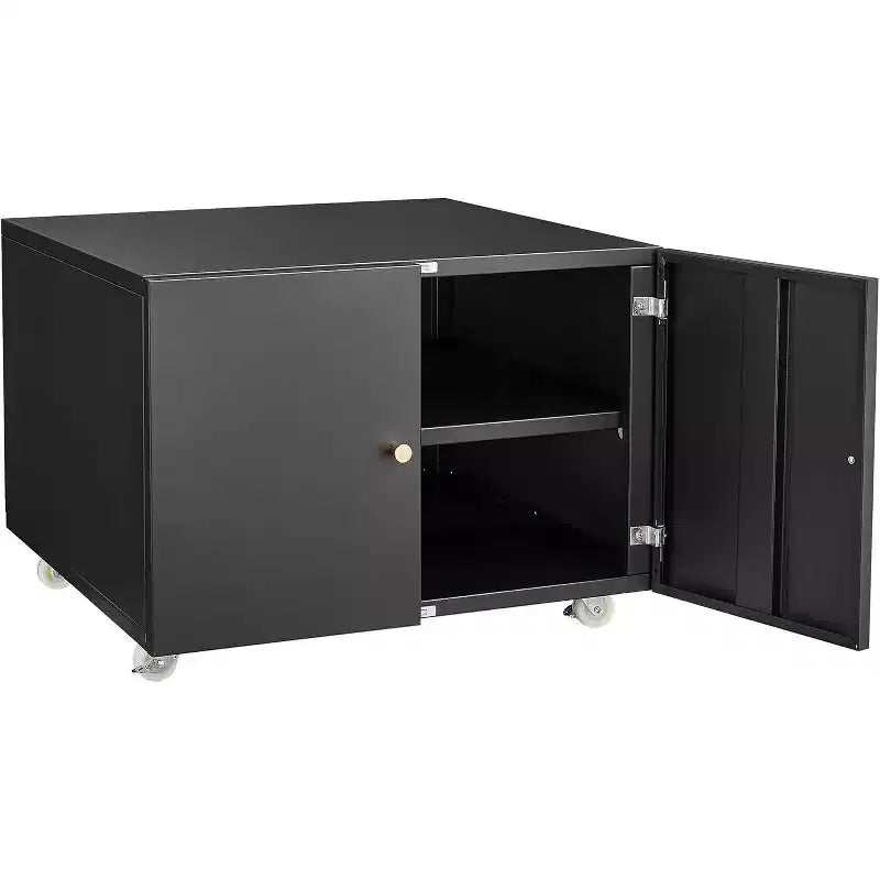 Acekool Mobile Printer Cabinet - 2-Door Storage w/ Adjustable Shelf, Under-Desk Design for Office & Small Spaces, 23.6 Black Organizer