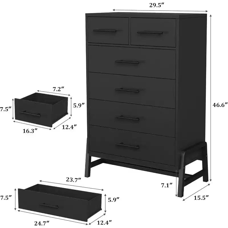 Coolmee 6 Drawer Dresser Storage Cabinet with Sturdy Metal Base