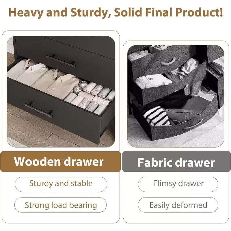 Coolmee 6 Drawer Dresser Storage Cabinet with Sturdy Metal Base