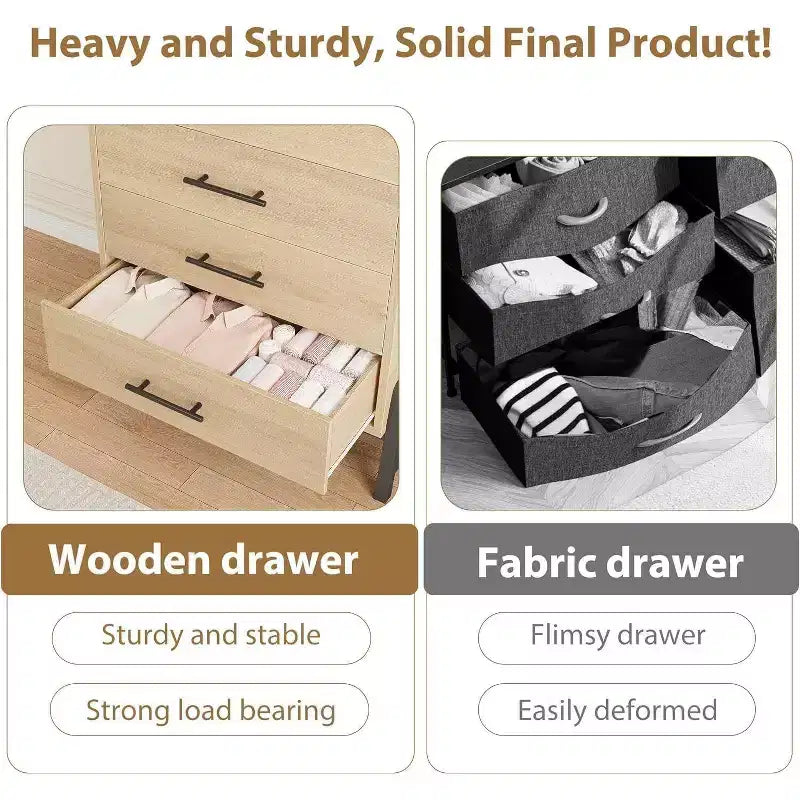 Coolmee 6 Drawer Dresser Storage Cabinet with Sturdy Metal Base