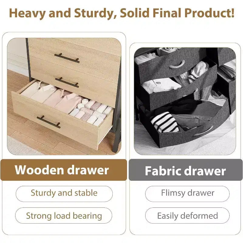 Coolmee 6 Drawer Dresser Storage Cabinet with Sturdy Metal Base