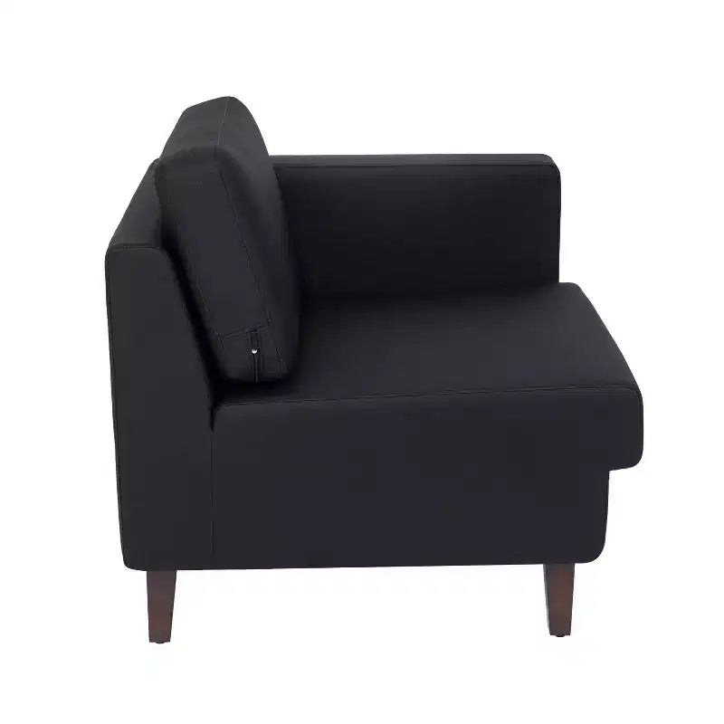 Flash Furniture HERCULES Artemis Upholstered Right Arm Reception Chair, 2 AC Outlets/1 USB/1 USB-C Port and Wood Walnut Legs w/ Adjustable Floor Glide