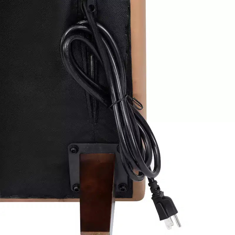 Flash Furniture HERCULES Artemis Upholstered Right Arm Reception Chair, 2 AC Outlets/1 USB/1 USB-C Port and Wood Walnut Legs w/ Adjustable Floor Glide