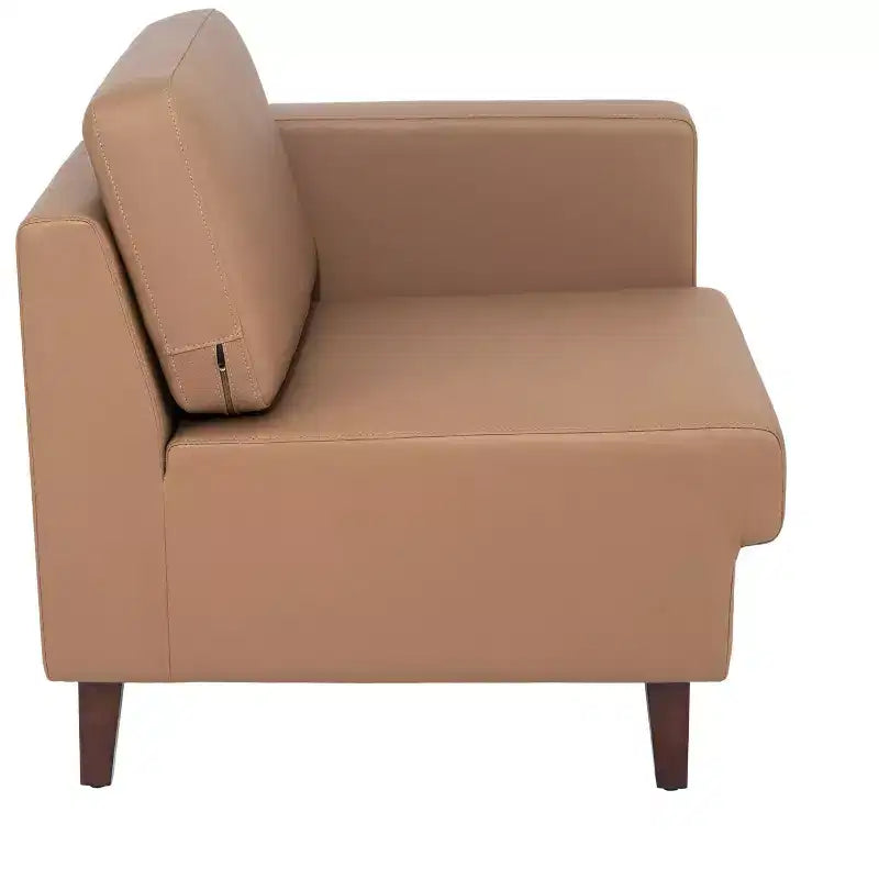 Flash Furniture HERCULES Artemis Upholstered Right Arm Reception Chair, 2 AC Outlets/1 USB/1 USB-C Port and Wood Walnut Legs w/ Adjustable Floor Glide