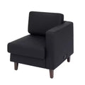 Flash Furniture HERCULES Artemis Upholstered Right Arm Reception Chair, 2 AC Outlets/1 USB/1 USB-C Port and Wood Walnut Legs w/ Adjustable Floor Glide