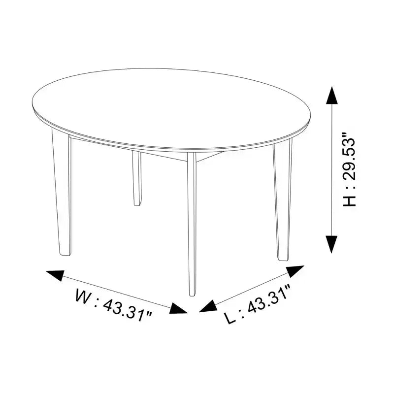 48 Mid-Century Walnut Solid-Wood Dining Table  Kid-Safe Beveled Edge, Seats 4, Brown Stain Finish
