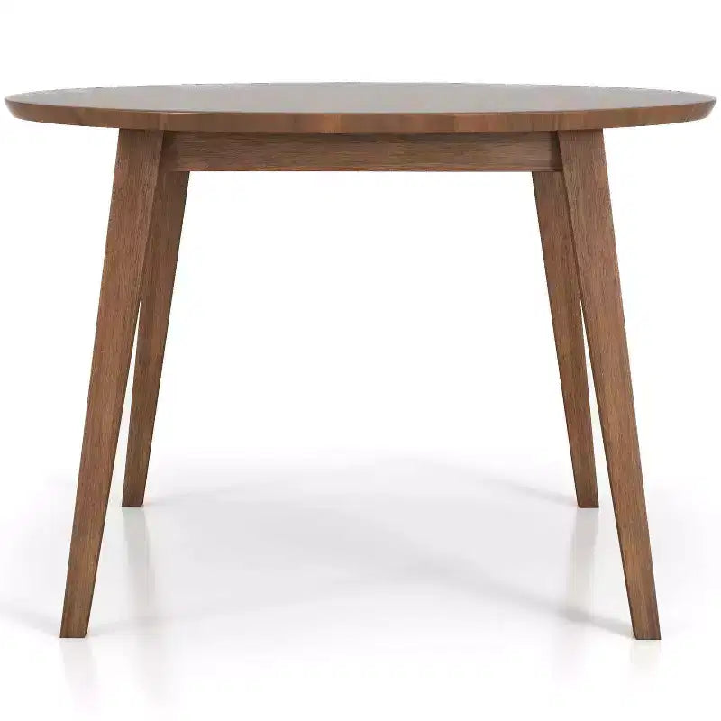 48 Mid-Century Walnut Solid-Wood Dining Table  Kid-Safe Beveled Edge, Seats 4, Brown Stain Finish
