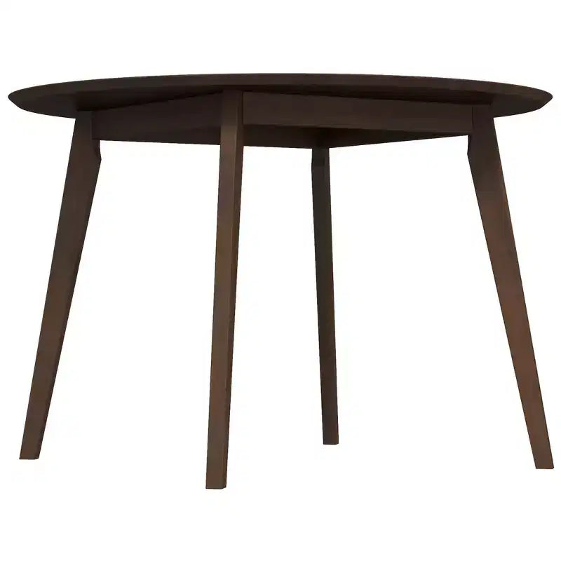 48 Mid-Century Walnut Solid-Wood Dining Table  Kid-Safe Beveled Edge, Seats 4, Brown Stain Finish