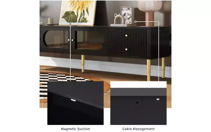 Acekool TV Stand with Storage Drawers and Cabinets, Easy Assembly Media Console for TVs up to 80, White