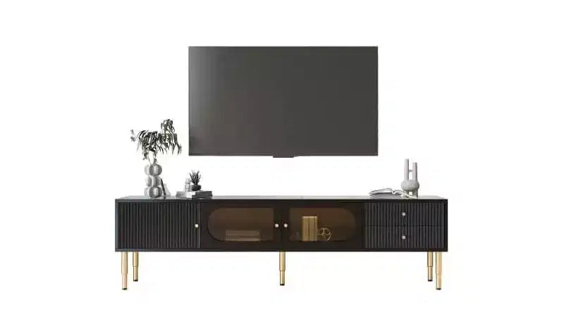 Acekool TV Stand with Storage Drawers and Cabinets, Easy Assembly Media Console for TVs up to 80, White