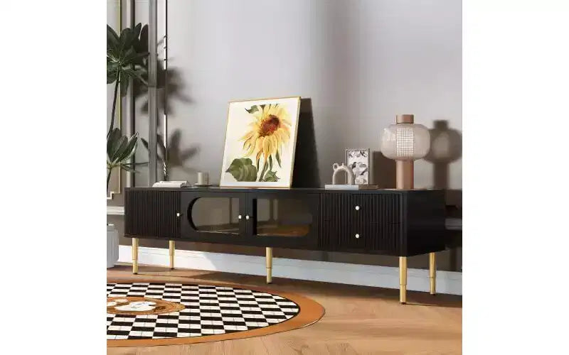 Acekool TV Stand with Storage Drawers and Cabinets, Easy Assembly Media Console for TVs up to 80, White