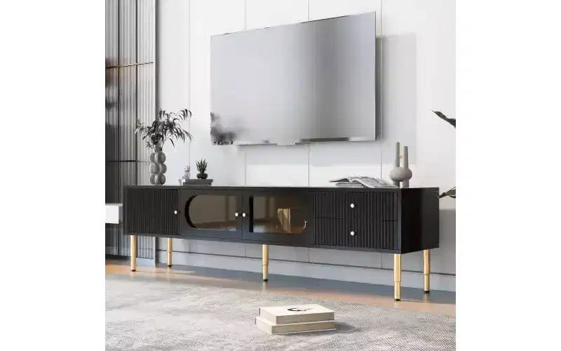 Acekool TV Stand with Storage Drawers and Cabinets, Easy Assembly Media Console for TVs up to 80, White