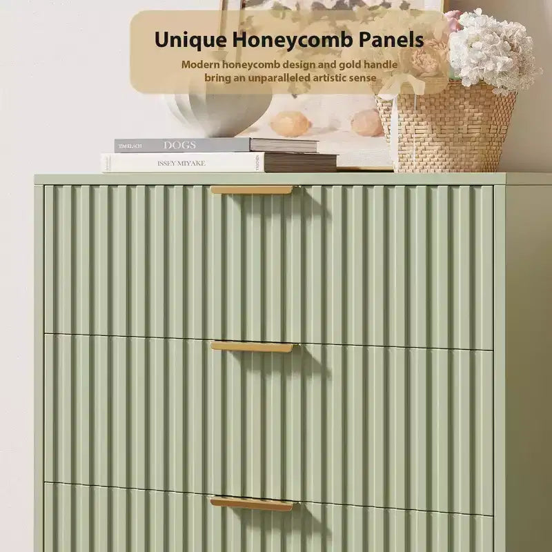 Modern Wooden 48 Tall Fluted 5 Drawer Dresser with Deep Drawers and Wide Top for Bedroom, Living Room, Hallway, Kids Room