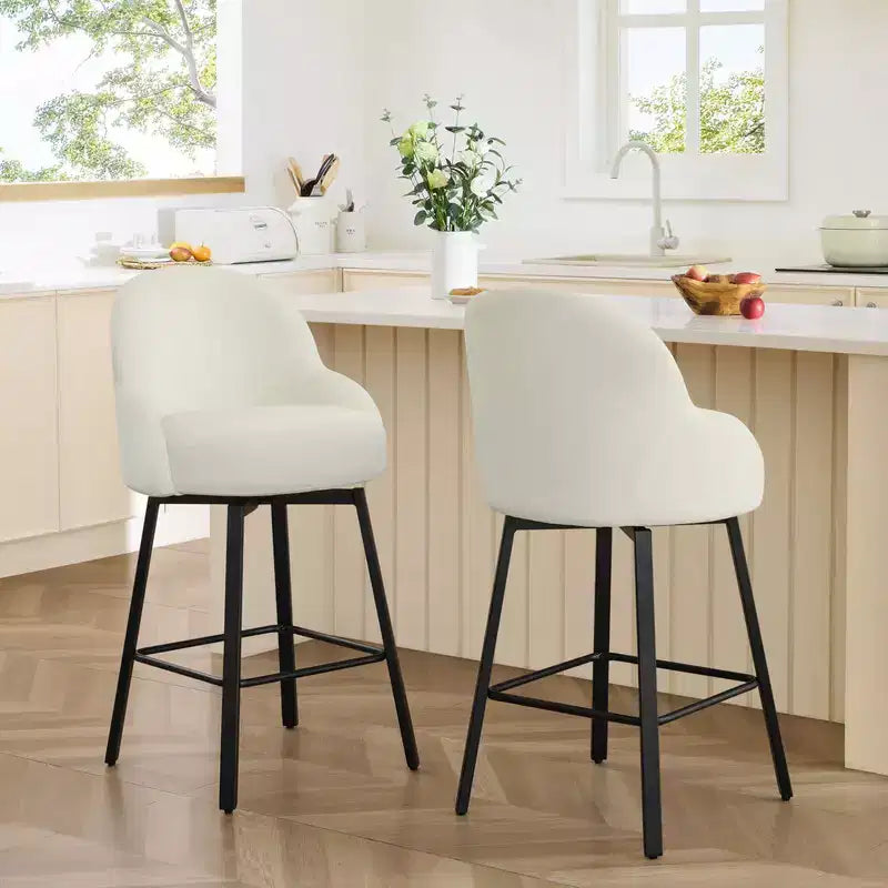 Spruce&Spring Modern Swivel Counter Stool with Curved Low Back & Plush Upholstered Seat