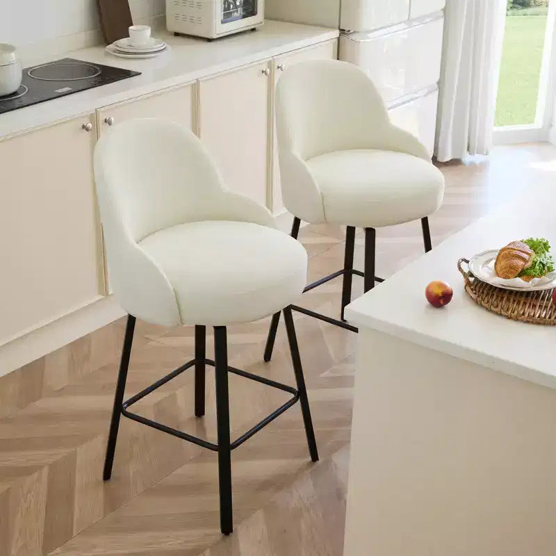 Spruce&Spring Modern Swivel Counter Stool with Curved Low Back & Plush Upholstered Seat
