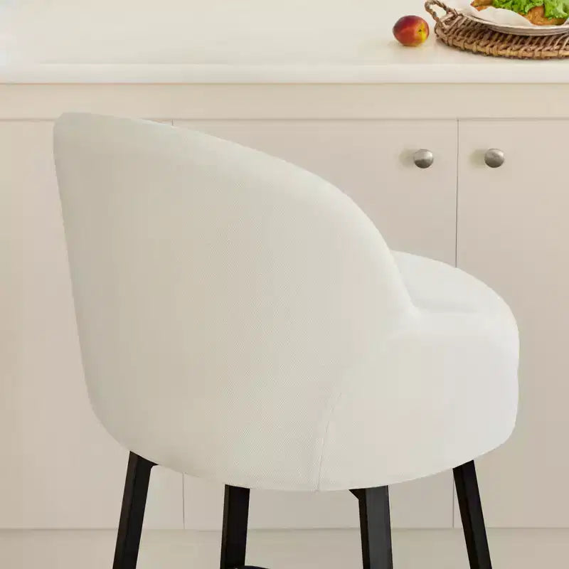 Spruce&Spring Modern Swivel Counter Stool with Curved Low Back & Plush Upholstered Seat