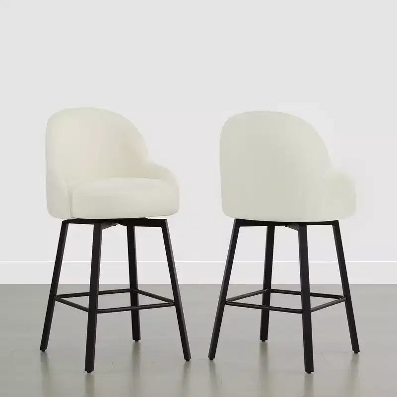 Spruce&Spring Modern Swivel Counter Stool with Curved Low Back & Plush Upholstered Seat