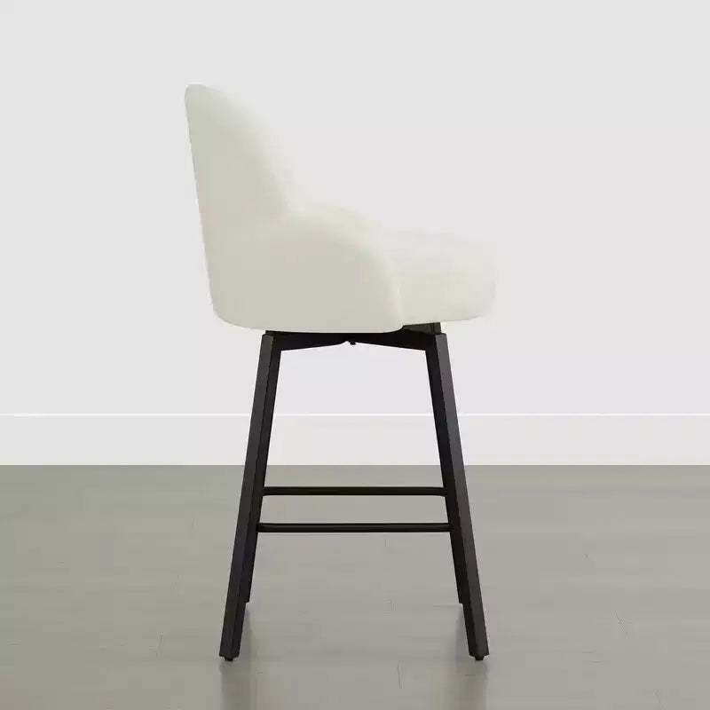 Spruce&Spring Modern Swivel Counter Stool with Curved Low Back & Plush Upholstered Seat