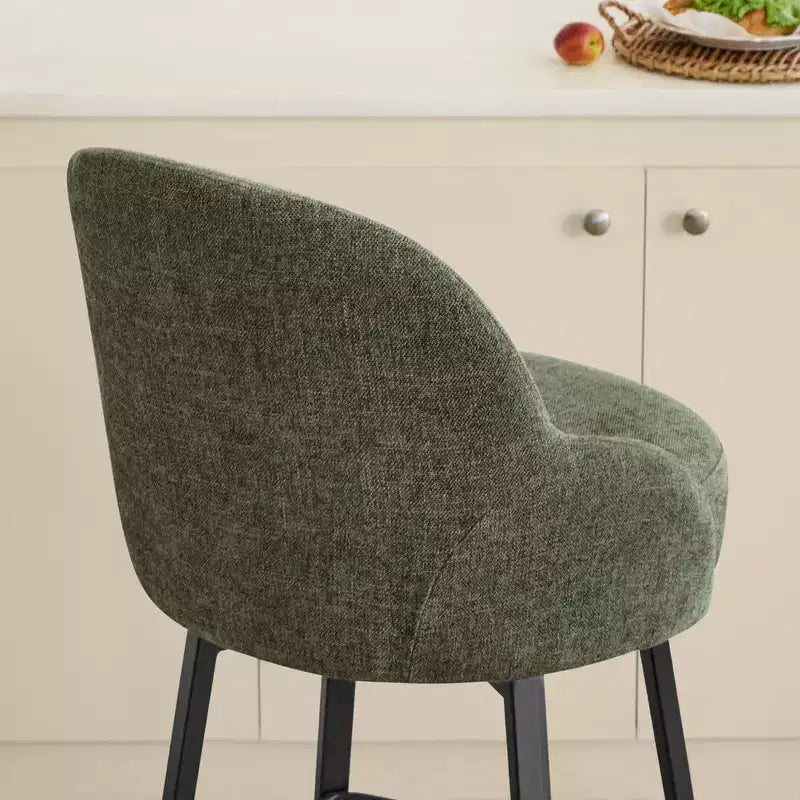 Spruce&Spring Modern Swivel Counter Stool with Curved Low Back & Plush Upholstered Seat