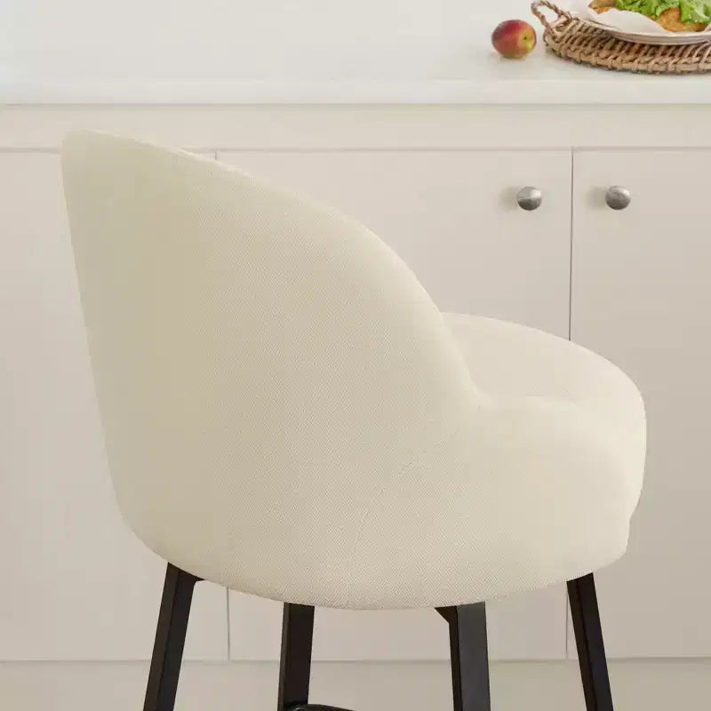 Spruce&Spring Modern Swivel Counter Stool with Curved Low Back & Plush Upholstered Seat