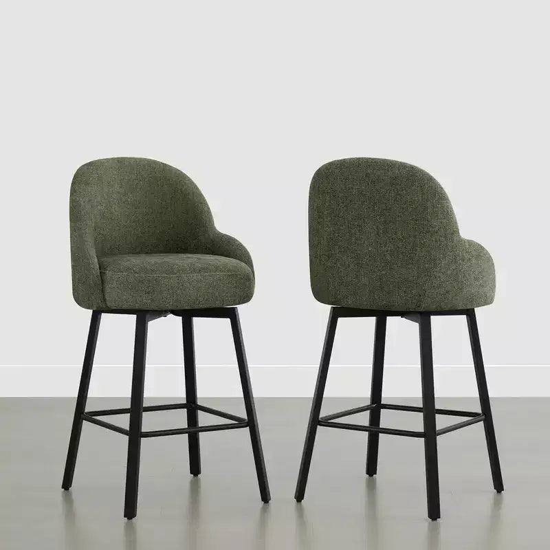 Spruce&Spring Modern Swivel Counter Stool with Curved Low Back & Plush Upholstered Seat